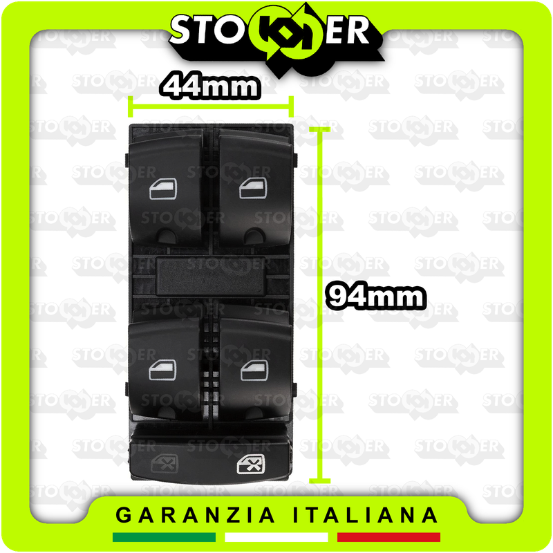 Interruttore Alzacristalli Elettrico Per Audi A3 8P E Sportback 2004-2011 – 4F0959851H, In ABS, Sostituzione Diretta