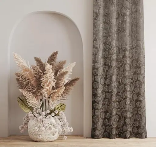 LEAF VELVET CURTAINS SET OF 1 Color 3 (R705)