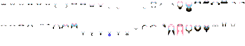 various accessories with the progress triangle colors, which are white pink blue brown and black