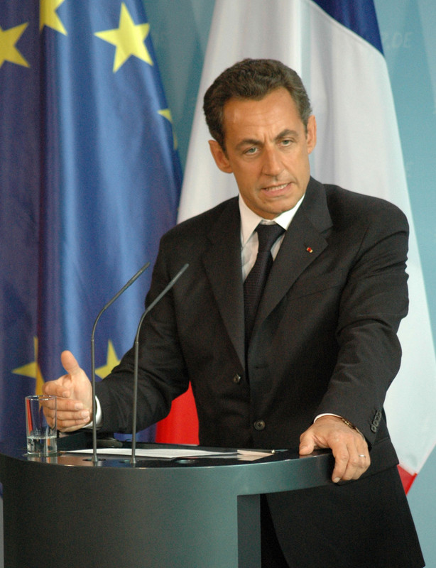 Nicolas giving a speech as a president