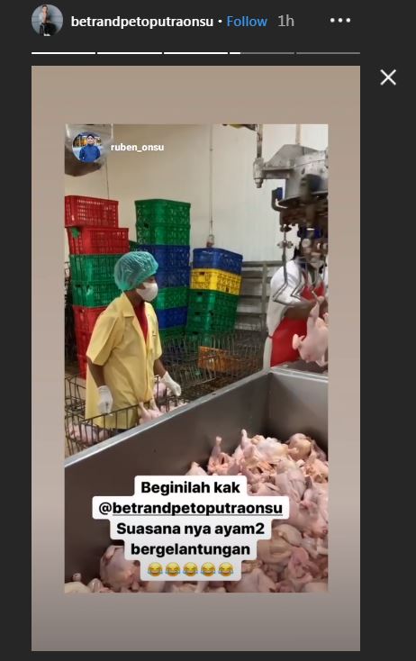 Betrand Peto ikut Ruben Onsu ke pabrik ayam di Surabaya