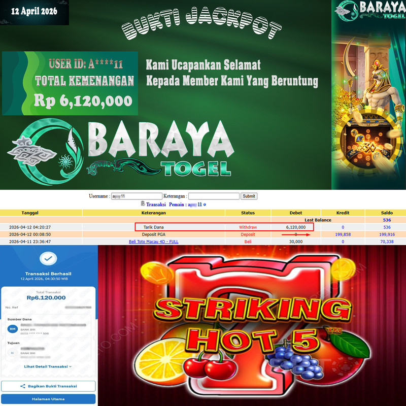 Rp 6.120.000.- WD LUNAS DI BARAYATOGEL