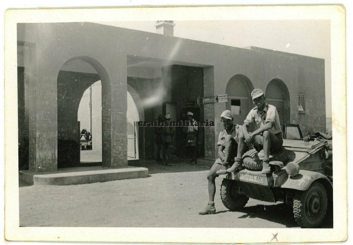 Orig. Foto Volkswagen Kübelwagen Typ 82 Pkw mit 21.PD Wappen in Afrika DAK