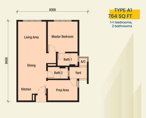 2Rio Residence Type B floor plan in Bandar Puteri Puchong, Selangor