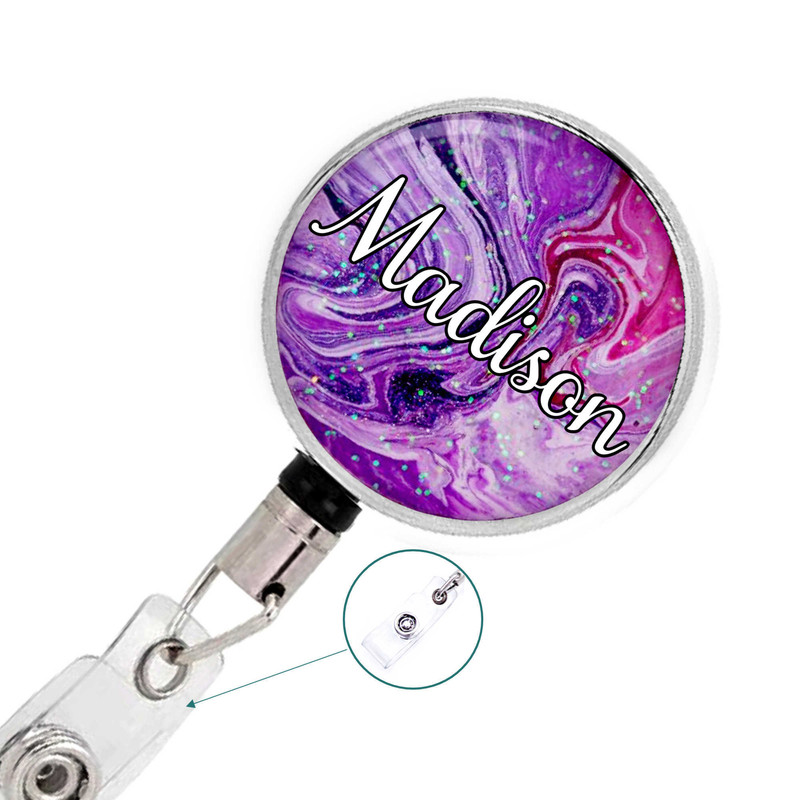 Monogram badge holder makeup artist gifts, doctor badge reel