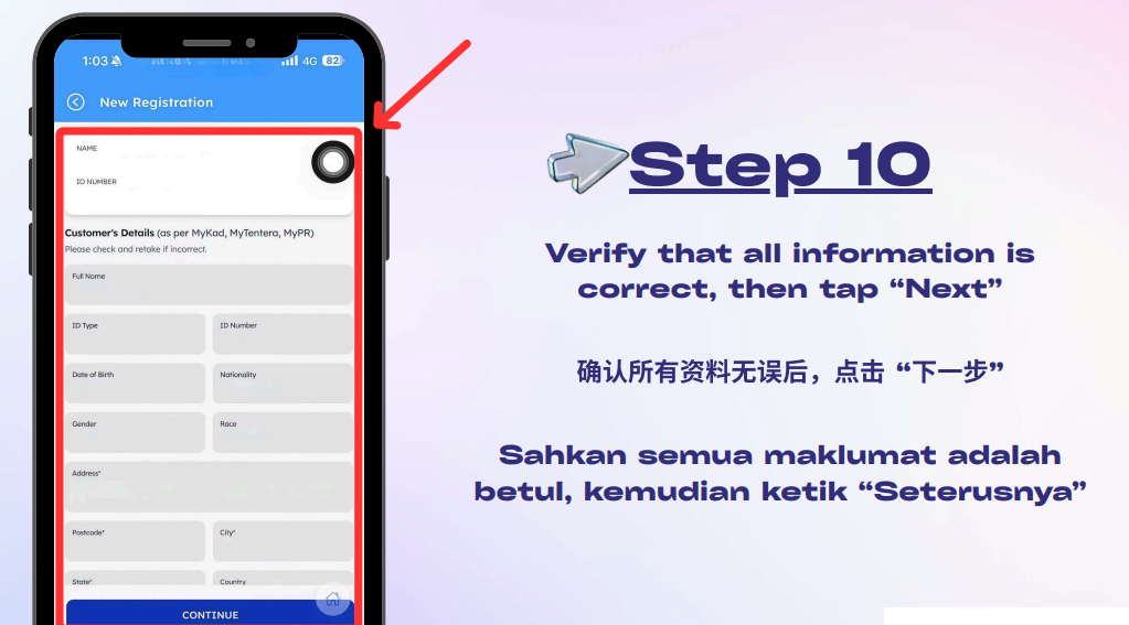 Semak data dan isi alamat Eastel