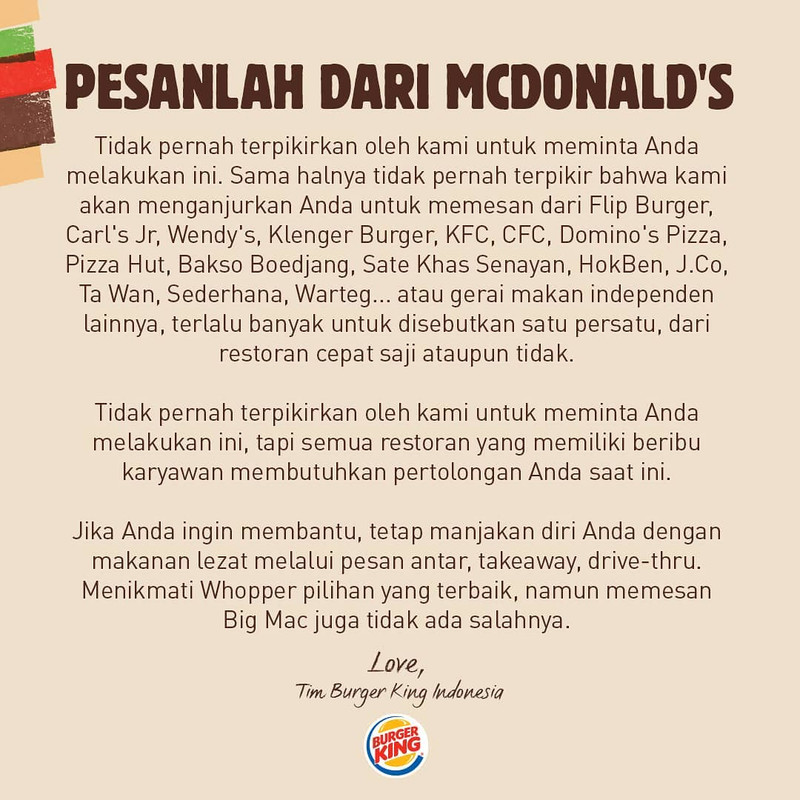 Kampanye Burger King viral di media sosial