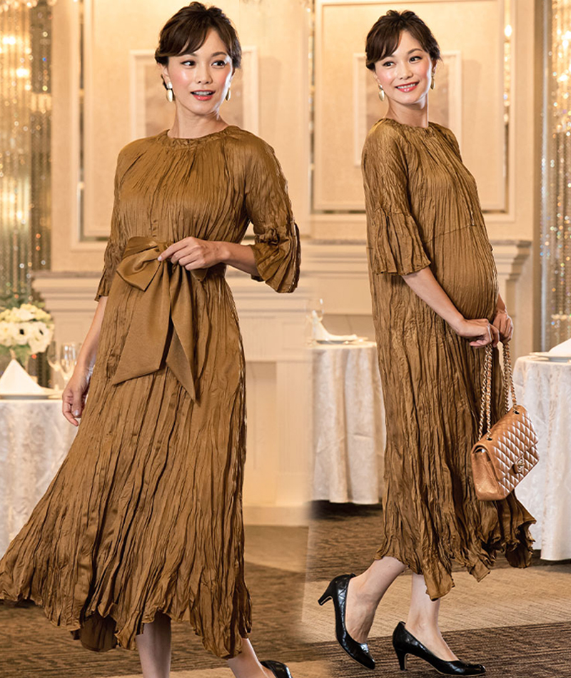 Abito Premaman Elegante Con Scollo A V E Maniche 3/4 - Per Gravidanza E Allattamento, Con Cintura In Vita - Foto 6