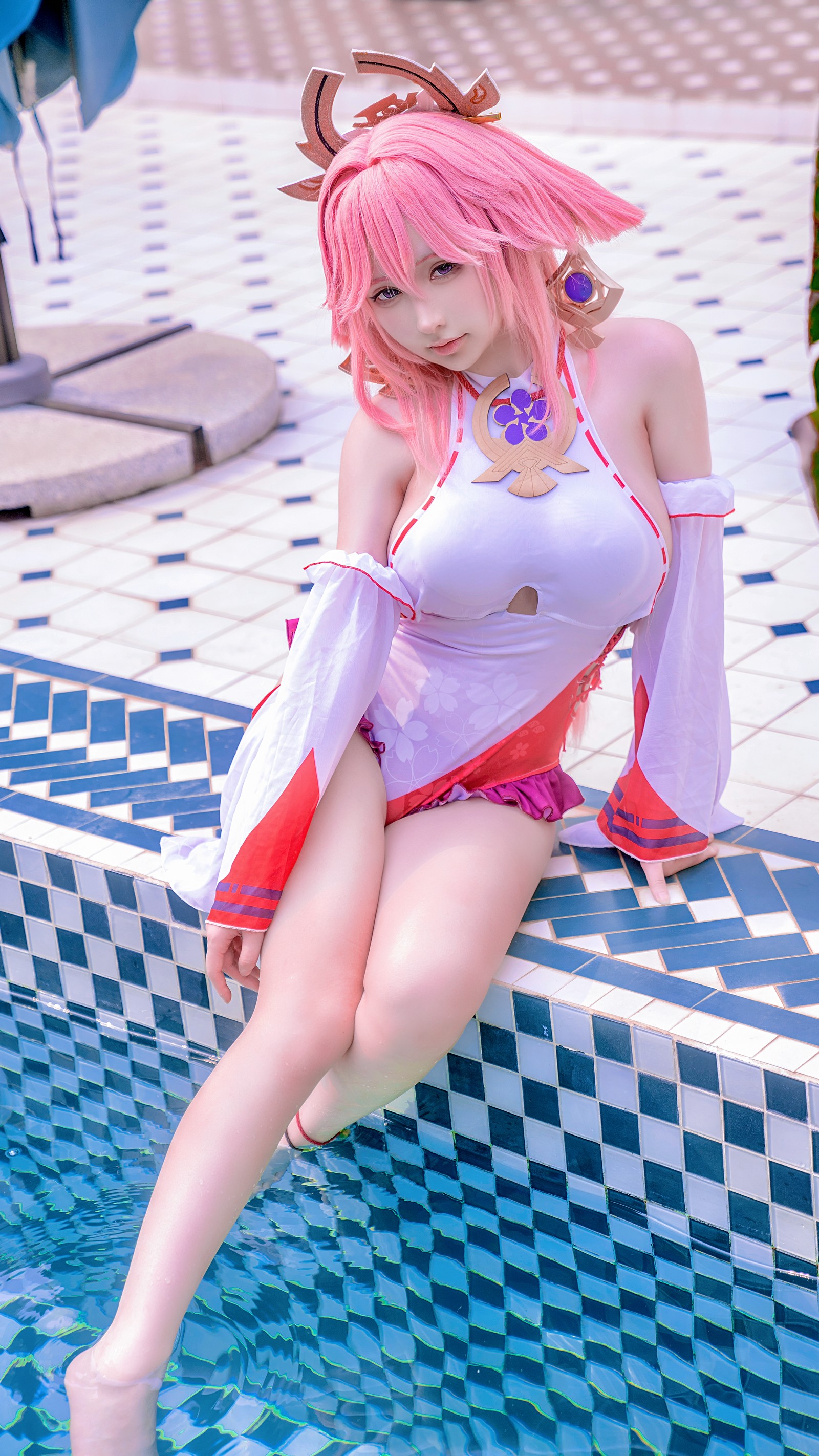 樱梨梨 八重神子 泳装 Cosplay 写真合集｜原神角色高清图集（29P｜429MB）插图8