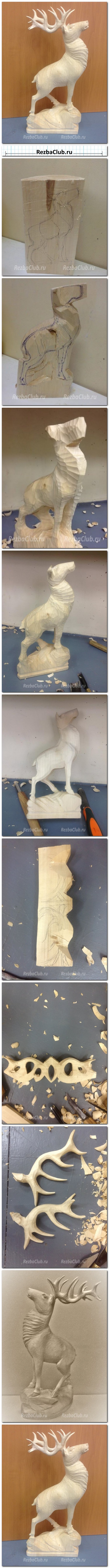 Инструкция по резьбе - олень стоящий на камне