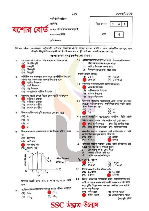 Economics MCQ Question Solution 2026 Jessore Board
