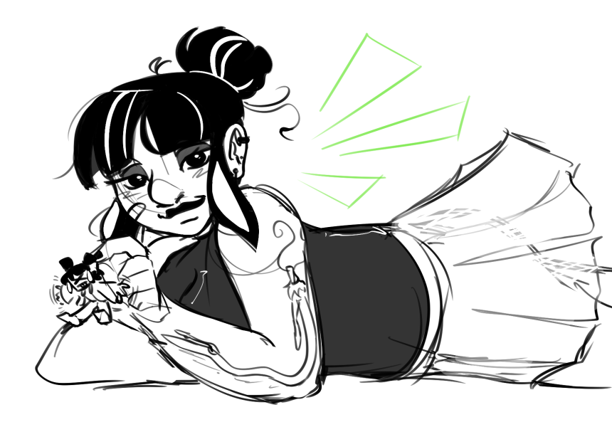 mei from lego monkie kid laying tummy down