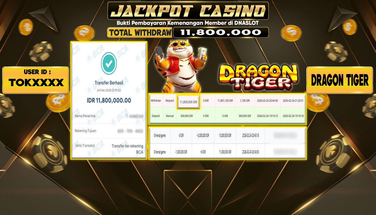 JACKPOT CASINO DRAGON TIGER 24 FEBRUARI 2026