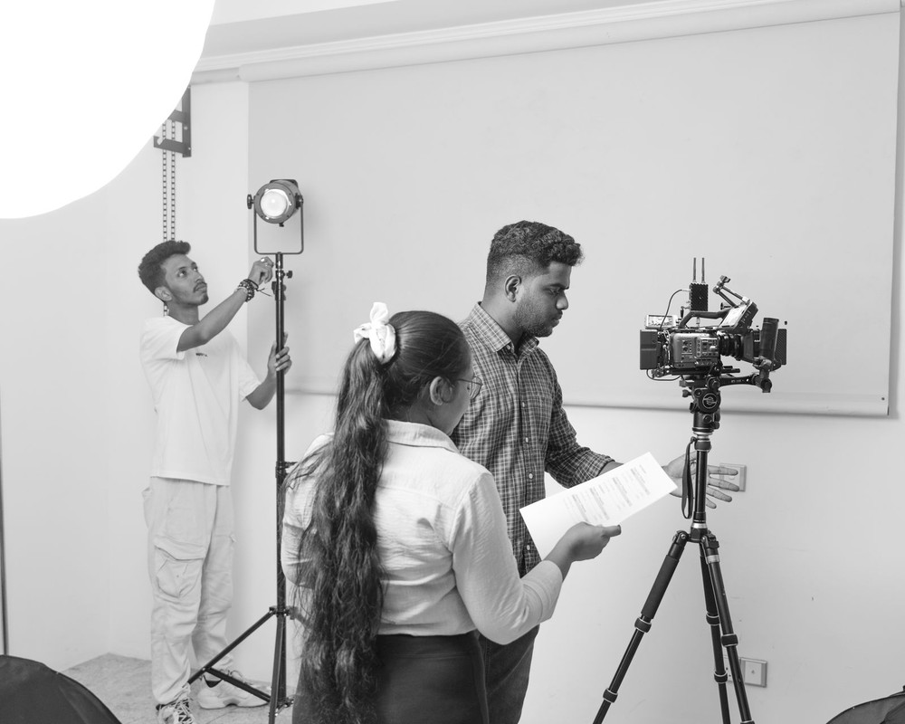 Production crew setting up a shoot