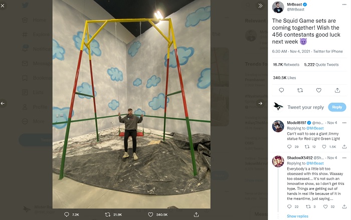Donaldson berjanji membuat Squid Game di dunia nyata setelah video TikTok-nya mendapat 10 juta likes.