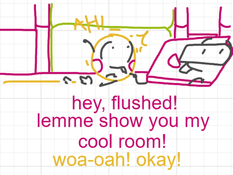 A panel from A Murder On The, episode six of the Board Boards object show by Furretwalk/WalkingFurret.