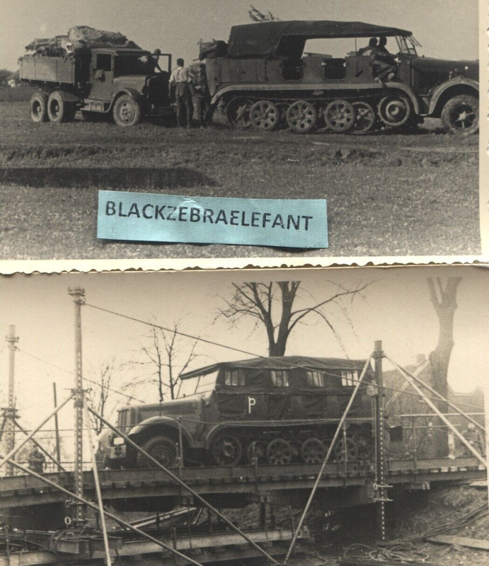 WK2 FOTO 2x Panzer Spähwagen Halbkette an der Front