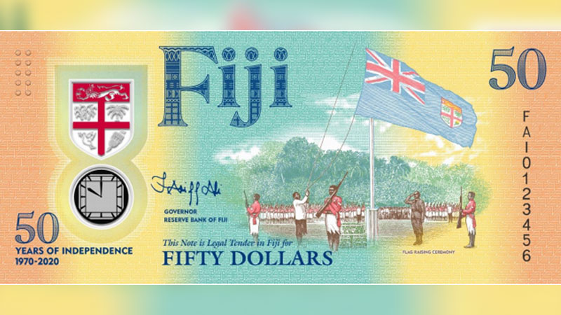 2020 FIJI 50 DOLLARS POLYMER P-NEW UNC>CHILDREN 50TH YEARS OF INDEPENDENCE COMM 