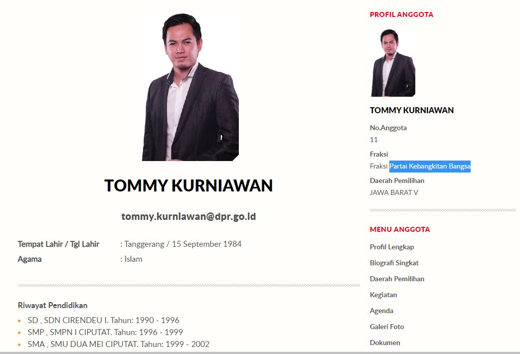 Riwayat pendidikan Tommy Kurniawan
