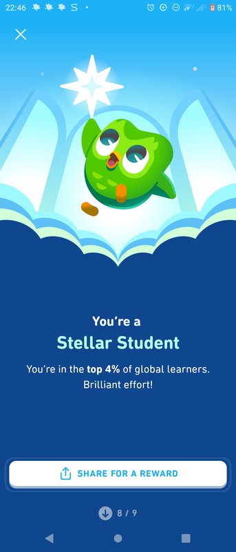 Duolingo end of year summary - I'm in the top 4% of learners.