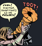 Dr. Doom tooting on a horn
