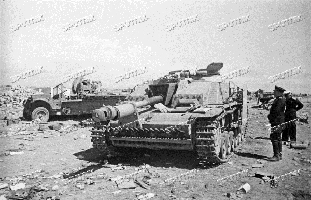 Освобождение Севастополя. Подбитые немецкие танки и самоходки на