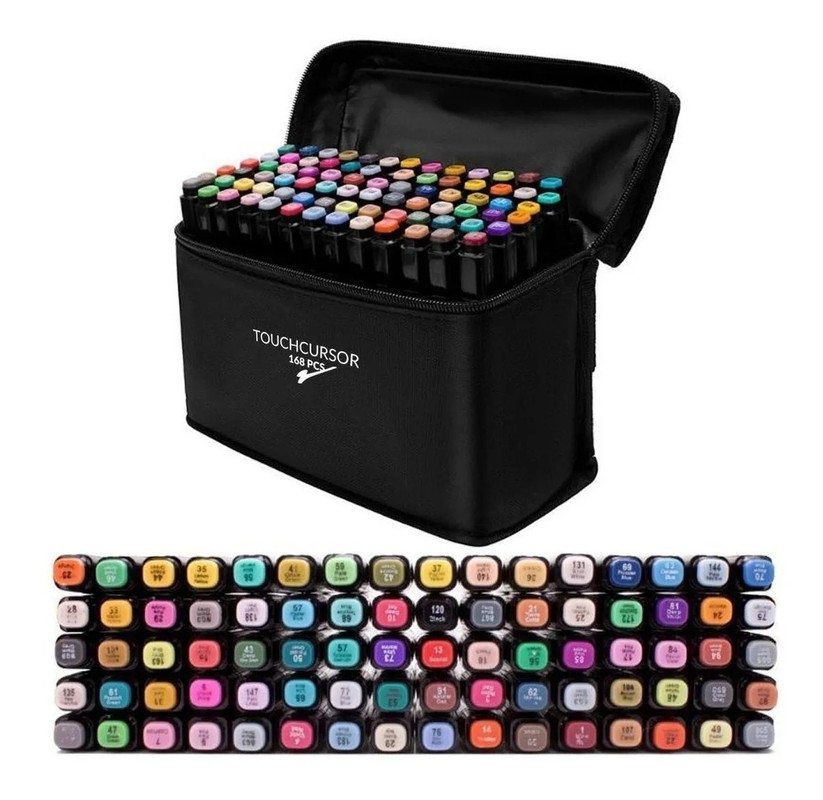 Set Profesional De Marcadores Plumones Doble Punta 168 Piezas1