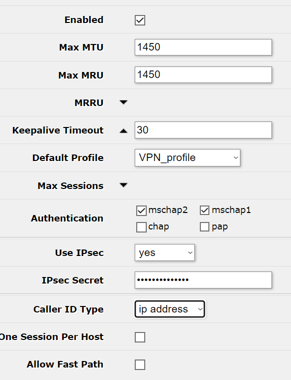 L2TP настройки