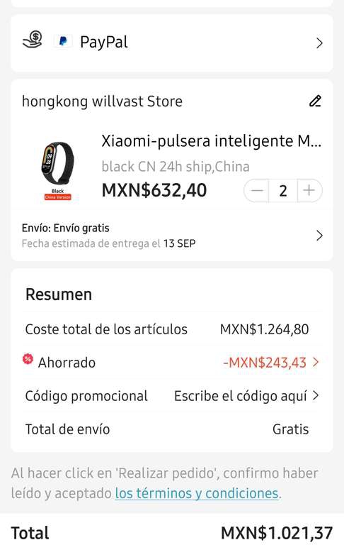 AliExpress - Xiaomi Mi Band 8 (comprando 2) 
