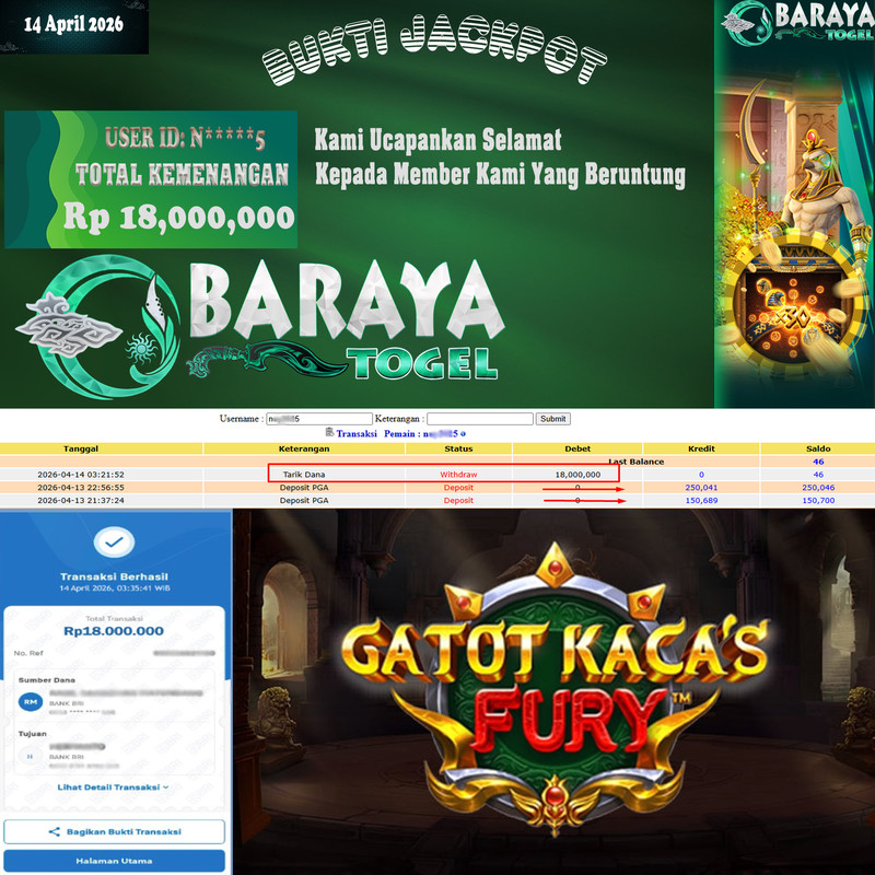 Rp 18.000.000.- WD LUNAS DI BARAYATOGEL