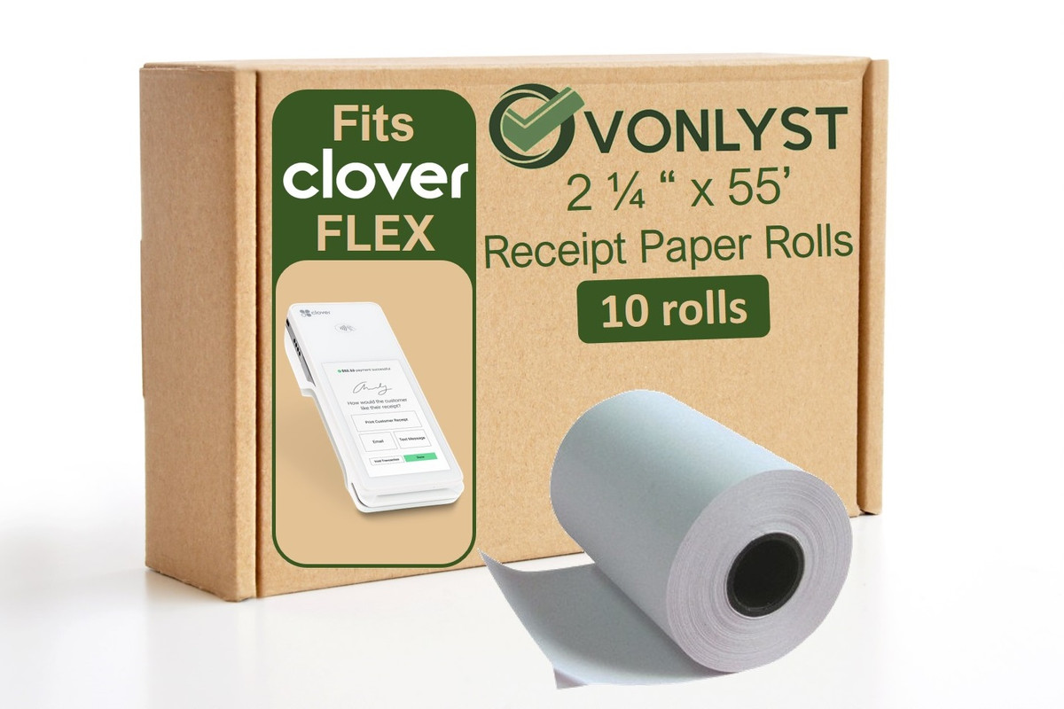 Vonlyst Thermal Paper Roll for Clover Flex Receipt Paper 2 1/4 x 55 (10