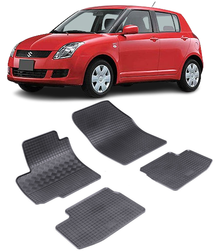 Set 4 covorase Suzuki Swift 2005-2010, din cauciuc 100%, compatibile cu autoturismul SUZUKI Swift