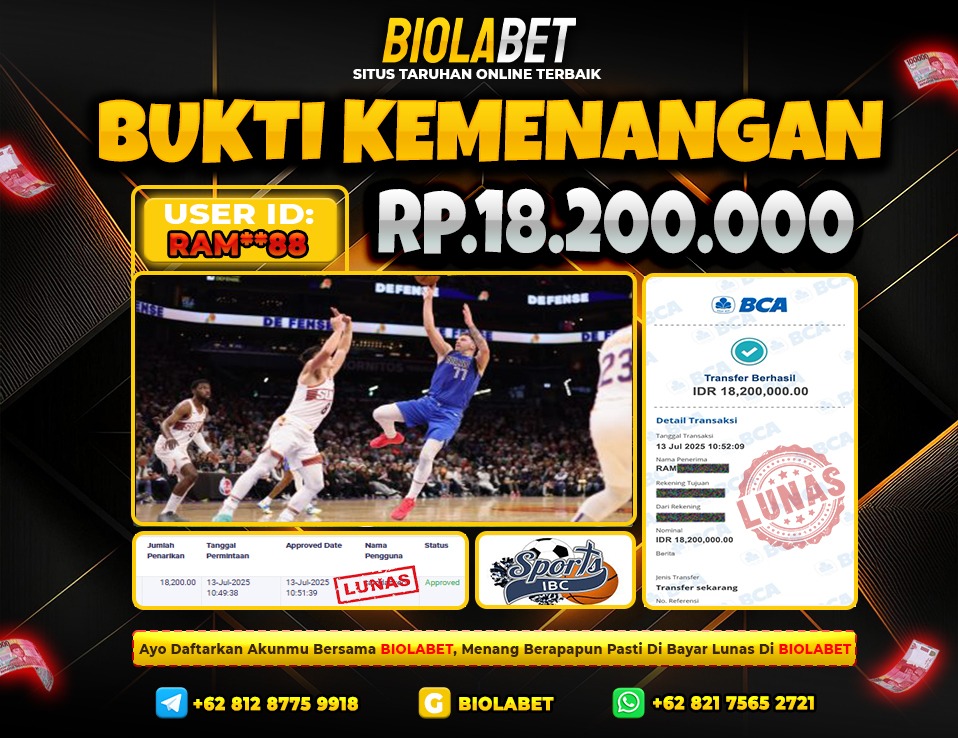 BIOLABET JACKPOT IBC SPORTS Rp.18.200.000.,- LUNAS