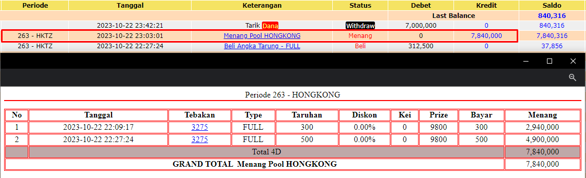 Bukti JP togel hari ini