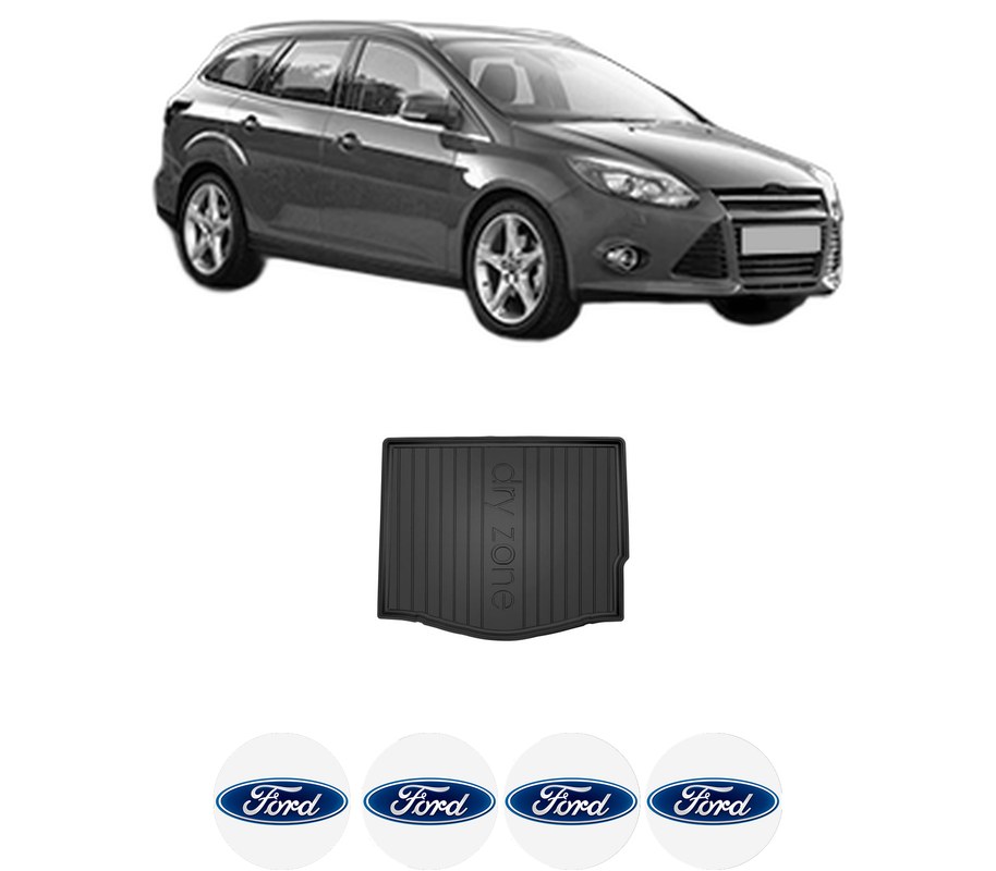 Tavita Portbagaj FORD FOCUS III Turnier din 2010-2020, Protectie Portbagaj Auto, 4x Stickere auto cu FORD