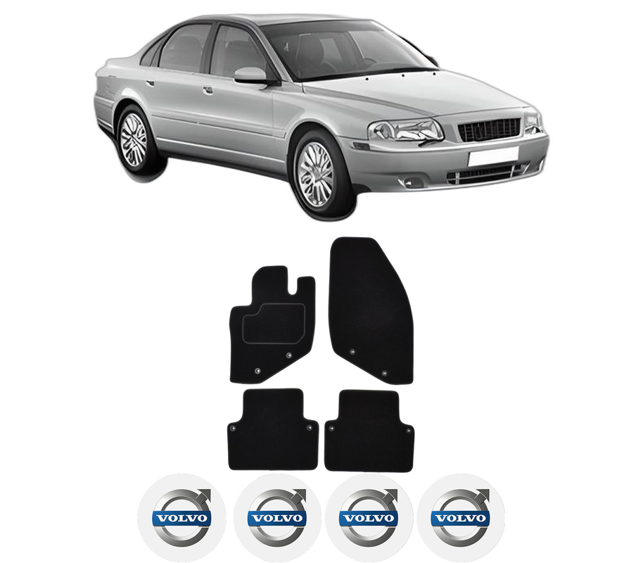 Set Covorase Presuri VOLVO S80 I (184) din 1998-2006, Auto, Material Textil Mocheta, 4 Stickere auto cu VOLVO
