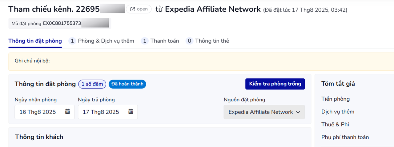 Expedia Booking Screenshot with past check-in date