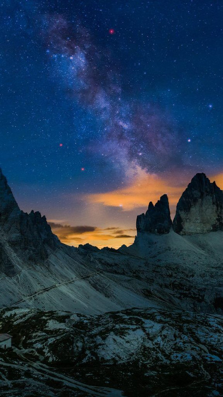 Milky Way over Tre Cime di Lavaredo, Dolomites, Alps, Italy 2
