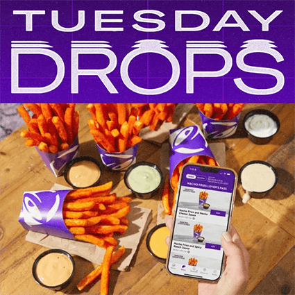 Taco Bell Tuesday: Free 30-Day Nacho Fries Pass for First 400 Rewards Members at 5PM ET Taco Bell Tuesday: Free 30-Day Nacho Fries Pass for First 400 Rewards Members at 5PM ET