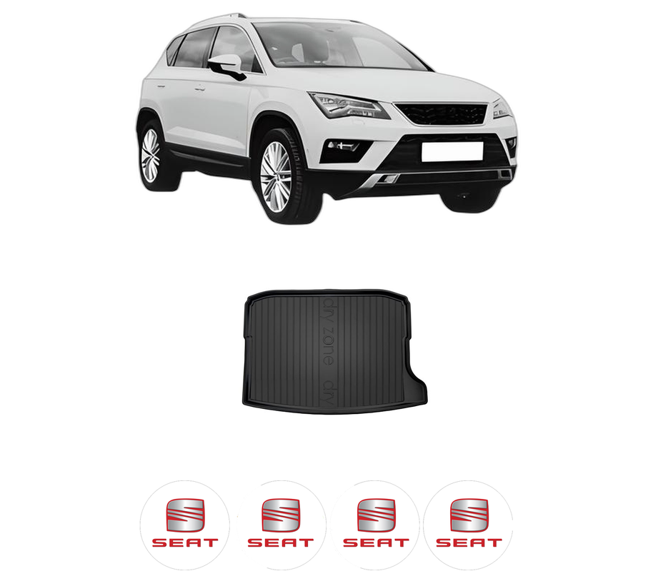 Tavita Portbagaj SEAT ATECA (KH7, KHP) din 2016-2021, Protectie Portbagaj Auto, 4x Stickere auto cu SEAT