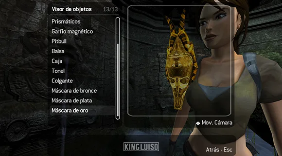 La máscara de oro es uno de entre muchos coleccionables que desbloquean recompensas in-game. La interfaz muestra el visor de objetos enseñando el coleccionable de la máscara de oro en un modelo en 3D y obtenido en el nivel de África