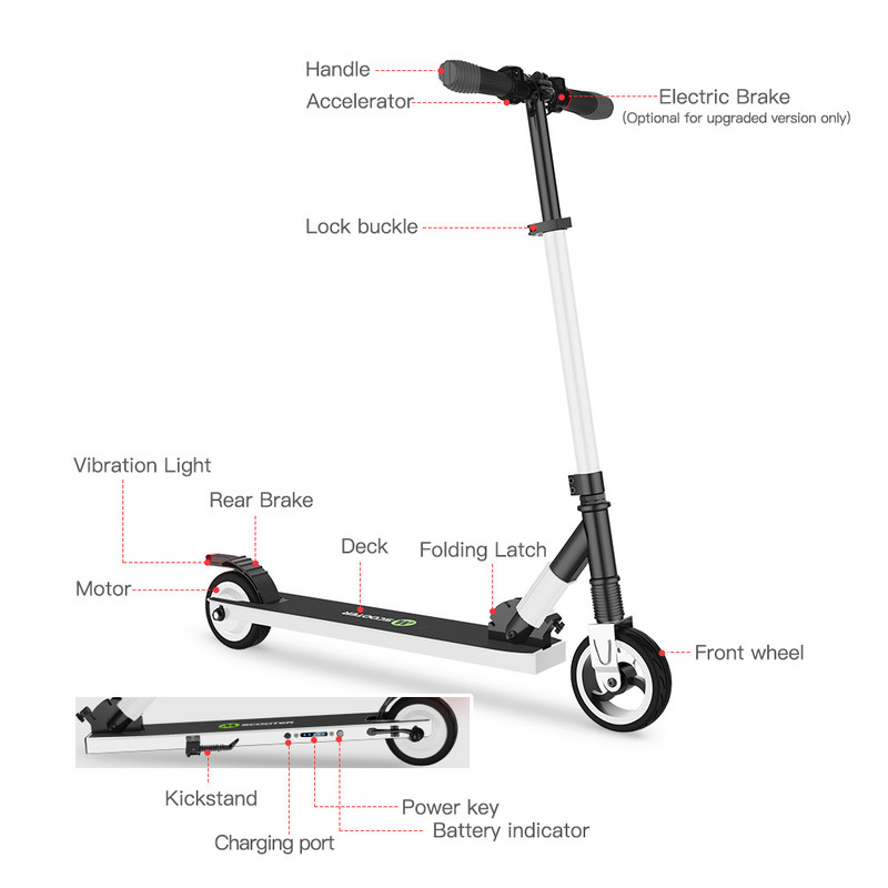 MEGAWHEELS Trottinette Électrique S1 Electric Scooter 7.5KG Légère Pliable et Réglable en Hauteur pour Ados et Mixte Adulte Blanc