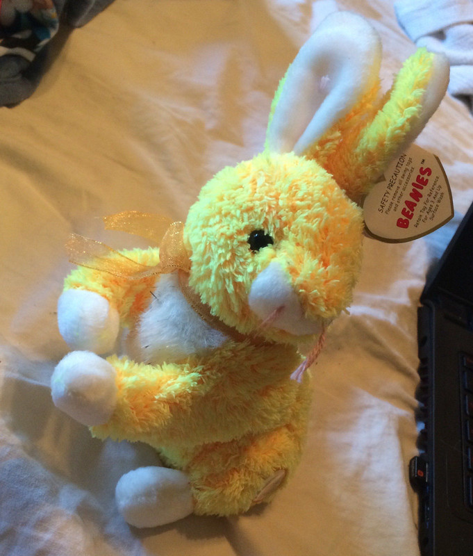 Yellow rabbit beanie baby plush