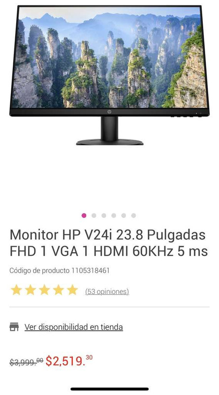 Liverpool: Monitor HP V24i 23.8 Pulgadas FHD 1 VGA 1 HDMI 60Hz 5 ms 
