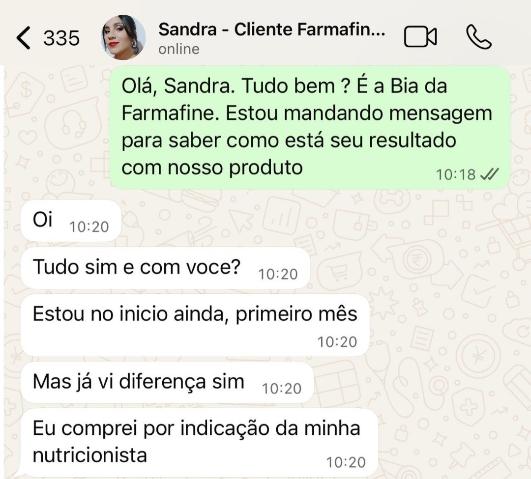 Depoimento de cliente via WhatsApp