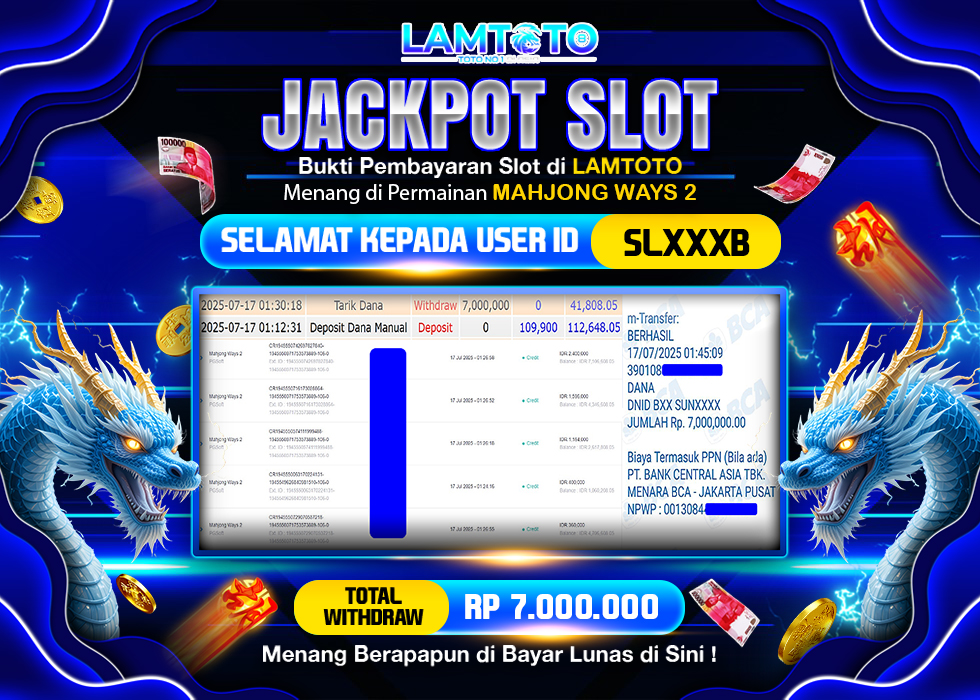 BUKTI JACKPOT LUNAS LAMTOTO