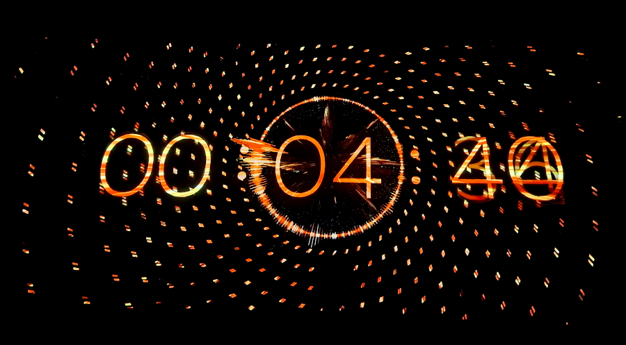 Décompte à 4 secondes, avant la séance de cinéma de Egrégore, Mylène Farmer