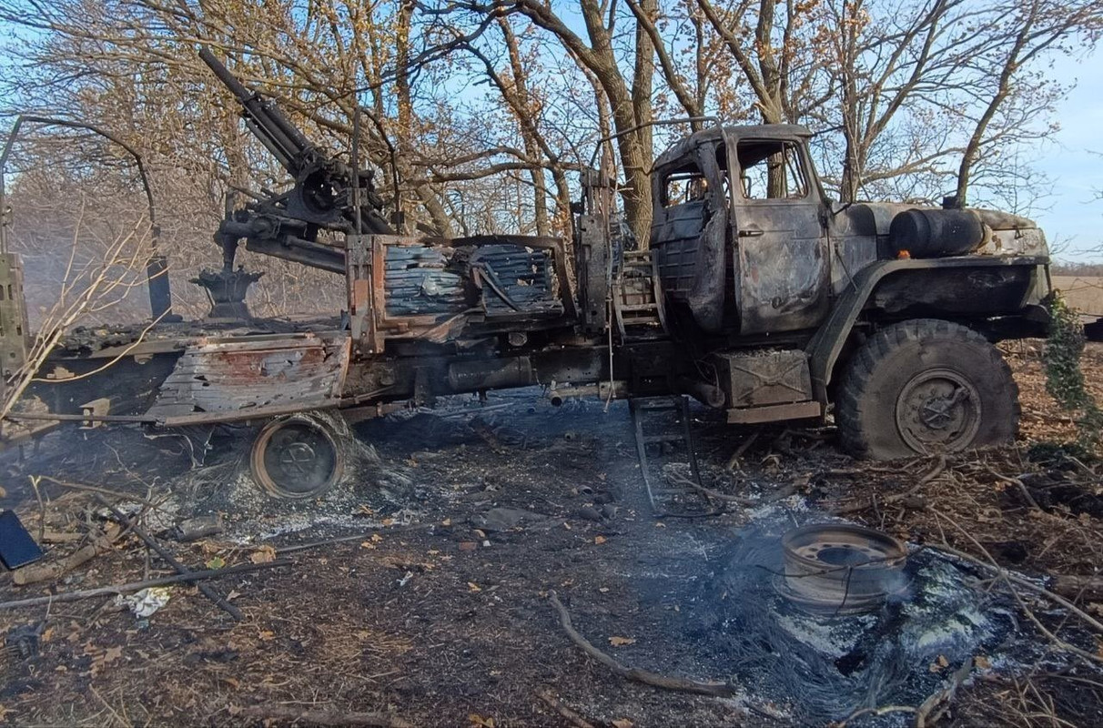 1047 Ural-4320-36 with a 2B9 Vasilek destr 05 11 23