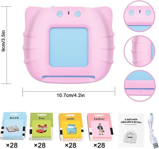Toys for kids | Talking flash cards for kids | Flash card reader preschool kids learning toys | baby toys for boys and girls || Random Colour Blue/Pink (Qty-1 ) || Color 1 (T115)