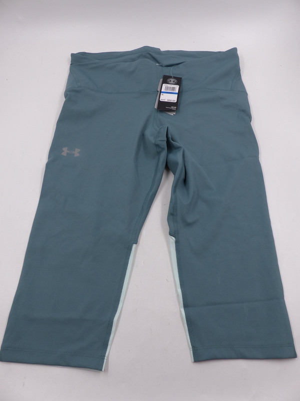 UNDER ARMOUR HEAT GEAR WOMENS CAPRI RUNNING PANTS WOMENS US SIZE XL SAGE 2  -TONE